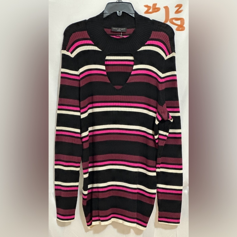 LADIES BLACK, PINK, BURGUNDY & WHITE SWEATER